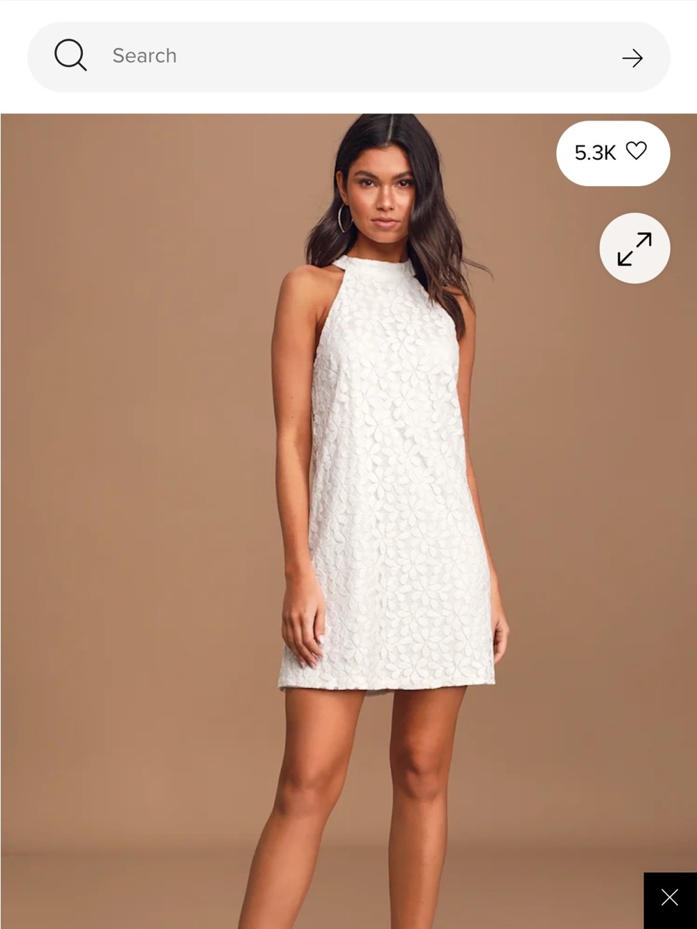 Lulus Sleeveless White Lace Halter Shift Dress - Picture 1 of 5